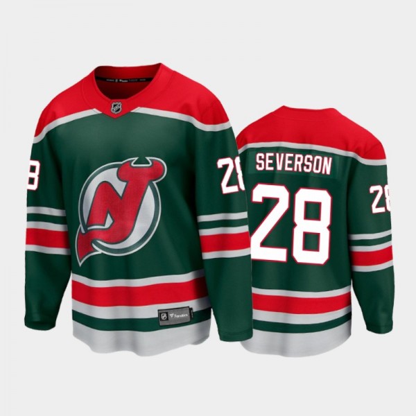 Men's New Jersey Devils Damon Severson #28 Special Edition Green 2021 Jersey