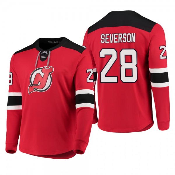 Devils Damon Severson #28 Adidas Platinum Long Sle...