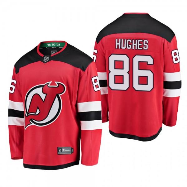 New Jersey Devils Jack Hughes #86 Home Breakaway Red Jersey