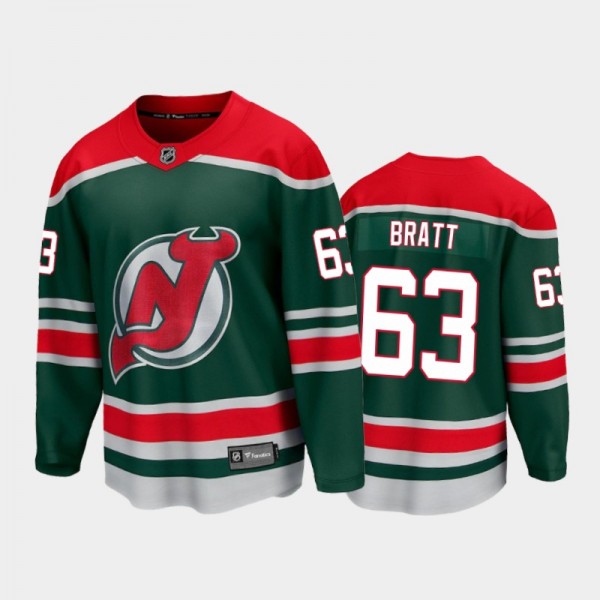 Men's New Jersey Devils Jesper Bratt #63 Special Edition Green 2021 Jersey