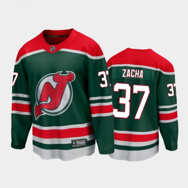Men's New Jersey Devils Pavel Zacha #37 Special Edition Green 2021 Jersey