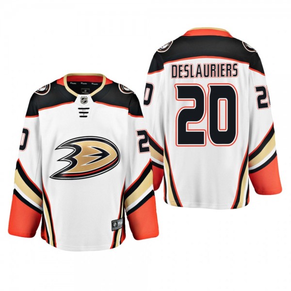 Anaheim Ducks Nicolas Deslauriers #20 Breakaway Player Away White Jersey