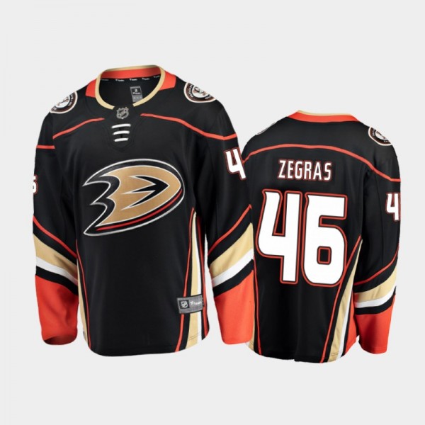 Men's Anaheim Ducks Trevor Zegras #46 Home Black 2021 Breakaway Jersey
