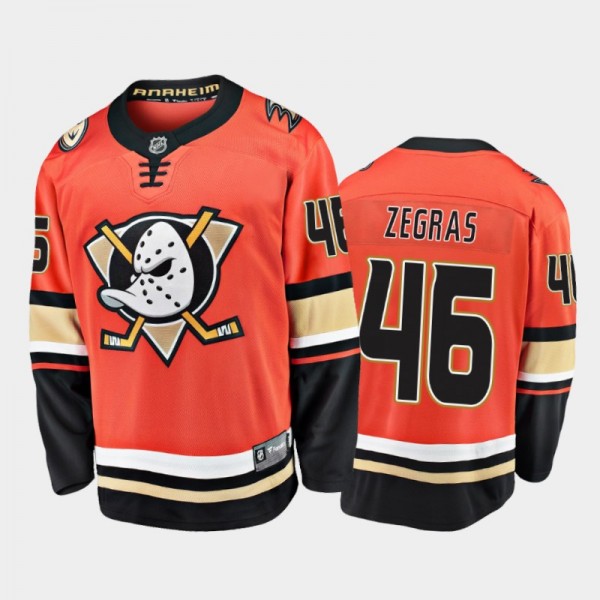 Men's Anaheim Ducks Trevor Zegras #46 Alternate Orange 2021 Breakaway Jersey