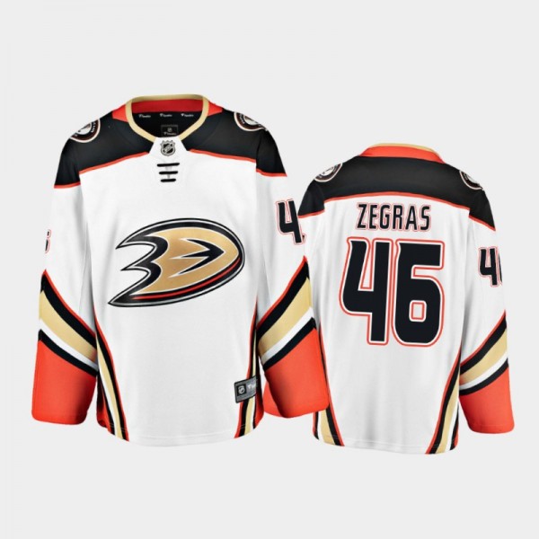 Men's Anaheim Ducks Trevor Zegras #46 Away White 2021 Breakaway Jersey