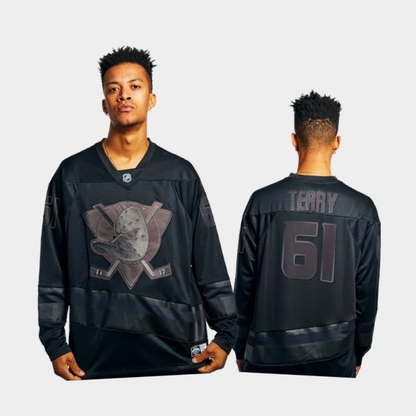 Men Anaheim Ducks Troy Terry #61 Majestic Athletic Black 2021 Replica Jersey
