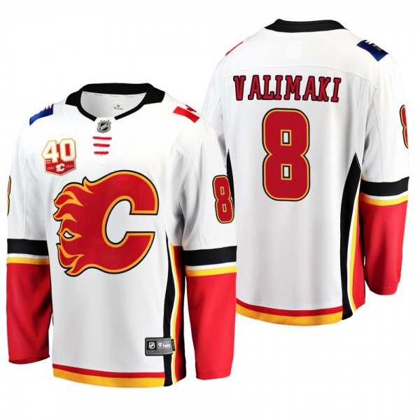 Calgary Flames Juuso Valimaki #8 40th Anniversary White Away Jersey