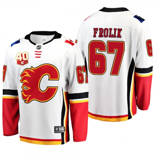 Calgary Flames Michael Frolik #67 40th Anniversary White Away Jersey