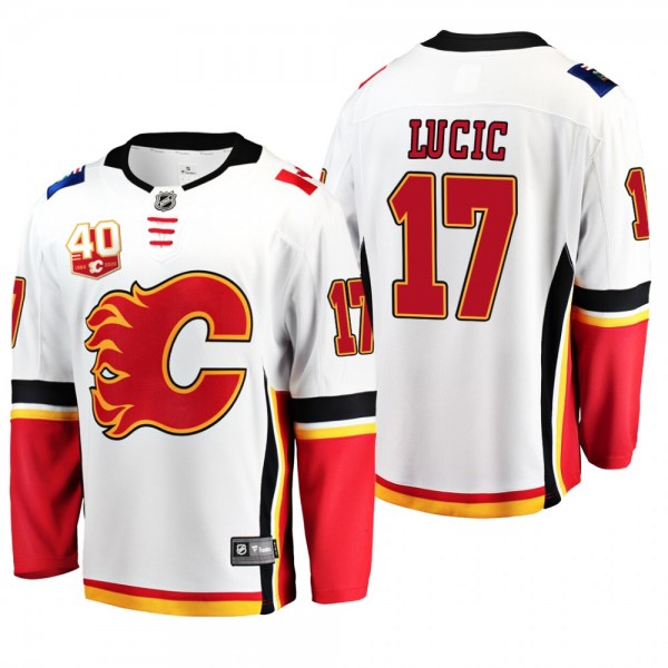 Calgary Flames Milan Lucic #17 40th Anniversary White Away Jersey