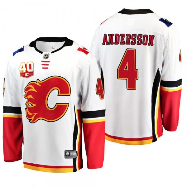Calgary Flames Rasmus Andersson #4 40th Anniversary White Away Jersey