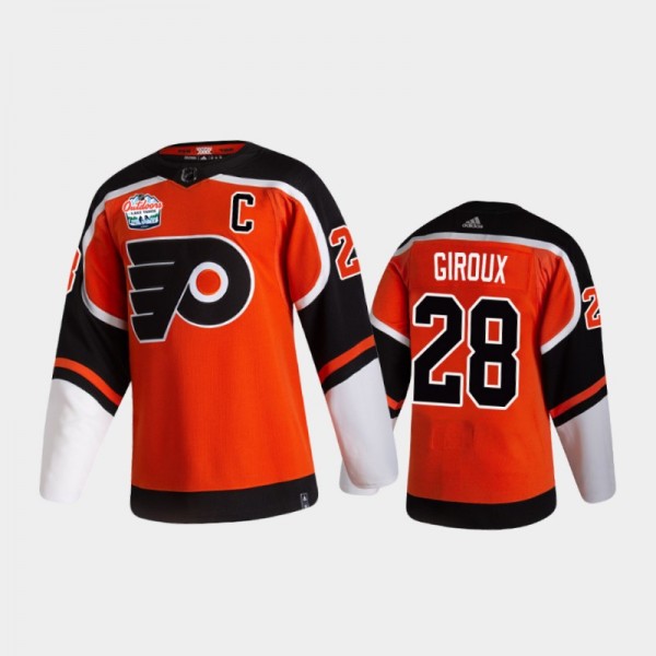 Men's Philadelphia Flyers Claude Giroux #28 2021 Lake Tahoe Orange Authentic Patch Jersey