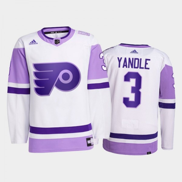 Keith Yandle #3 Philadelphia Flyers 2021 HockeyFightsCancer White Primegreen Jersey