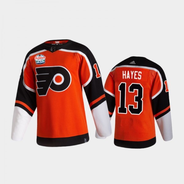 Men's Philadelphia Flyers Kevin Hayes #13 2021 Lake Tahoe Orange Authentic Patch Jersey