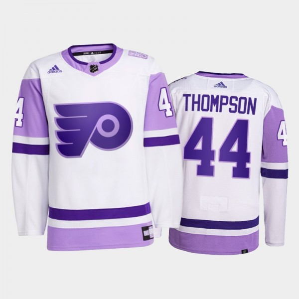 Nate Thompson #44 Philadelphia Flyers 2021 HockeyFightsCancer White Primegreen Jersey