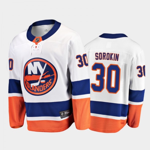 Men's New York Islanders Ilya Sorokin #30 Away Whi...