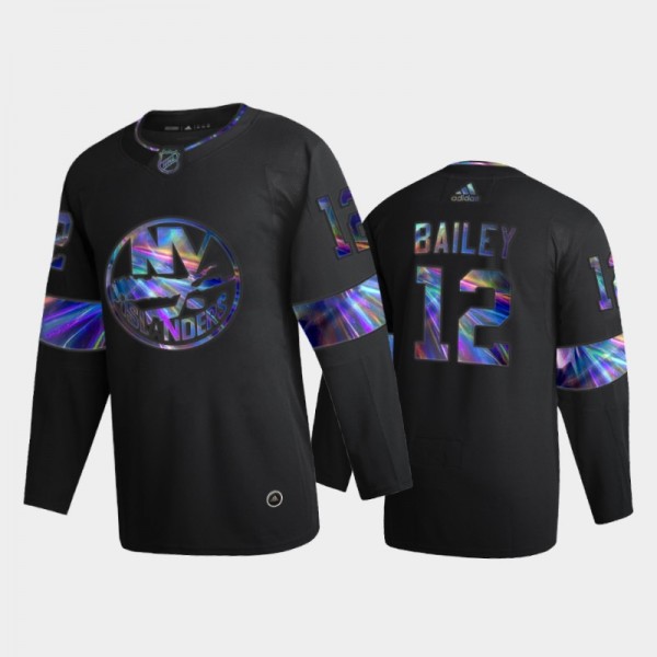 Men's New York Islanders Josh Bailey #12 Iridescent Holographic Black Authentic Jersey