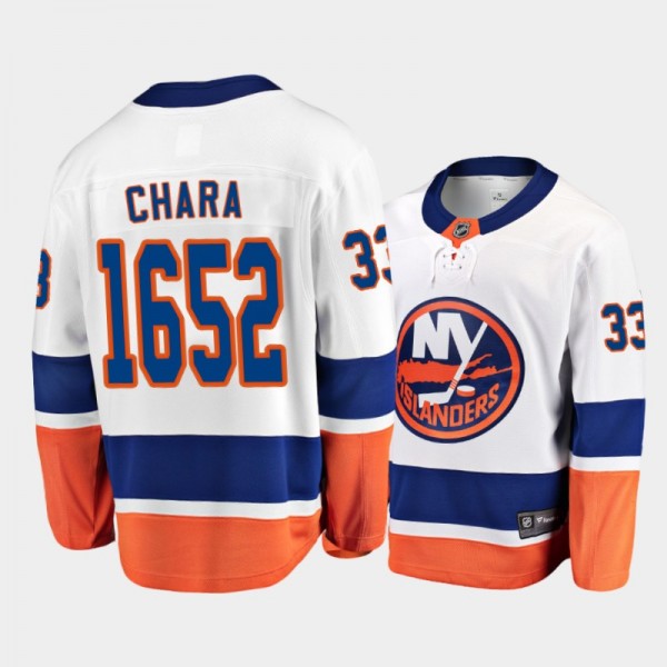 Islanders Zdeno Chara #33 1652 Most Games Played Record White Big Zee Jersey
