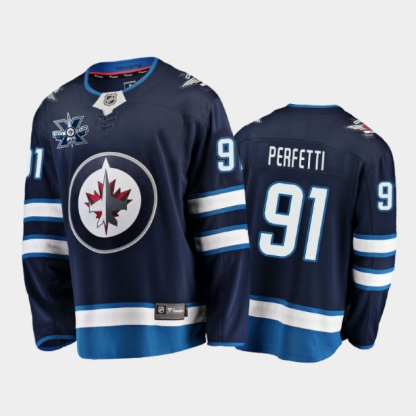 Men Winnipeg Jets Cole Perfetti #91 2020 NHL Draft...