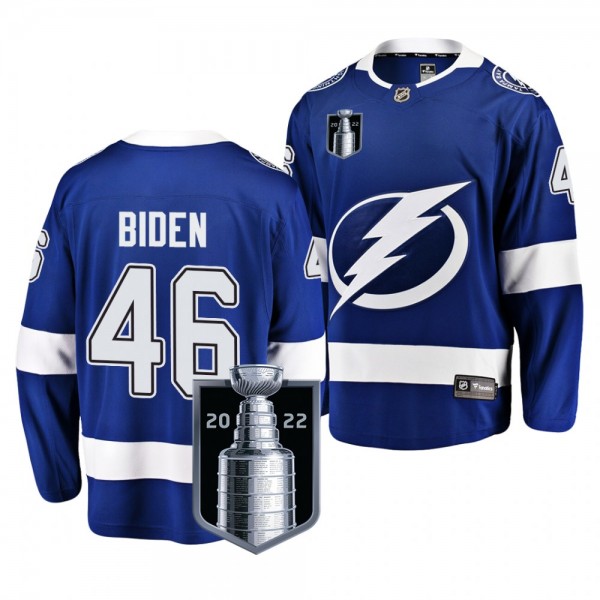 Biden Tampa Bay Lightning Blue Jersey 2022 Stanley...
