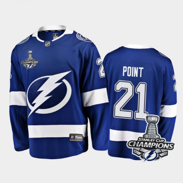 Tampa Bay Lightning #21 Brayden Point 2021 Stanley Cup Champions Blue Home Jersey