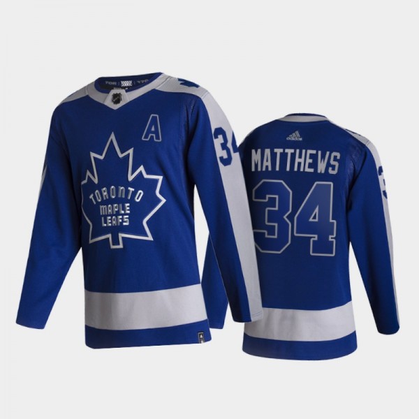 Men Toronto Maple Leafs Auston Matthews #34 Reverse Retro 2020-21 Blue Special Edition Authentic Jersey