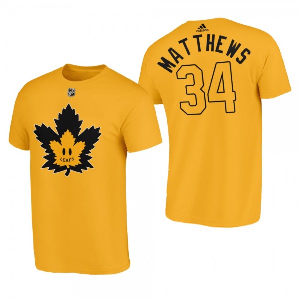 Men Toronto Maple Leafs Auston Matthews #34 Flipside Gold T-Shirt