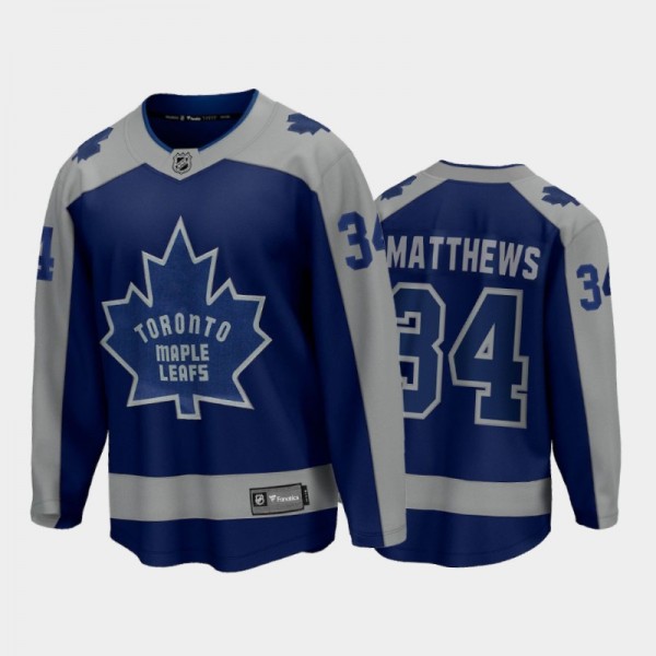 Men's Toronto Maple Leafs Auston Matthews #34 Reverse Retro Royal 2020-21 Special Edition Jersey