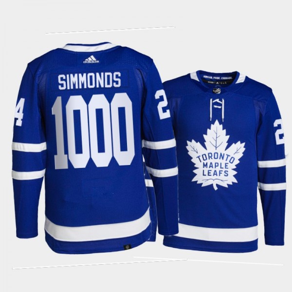 Wayne Simmonds Toronto Maple Leafs 1000th Career Game Blue Commemorative Edition Jersey