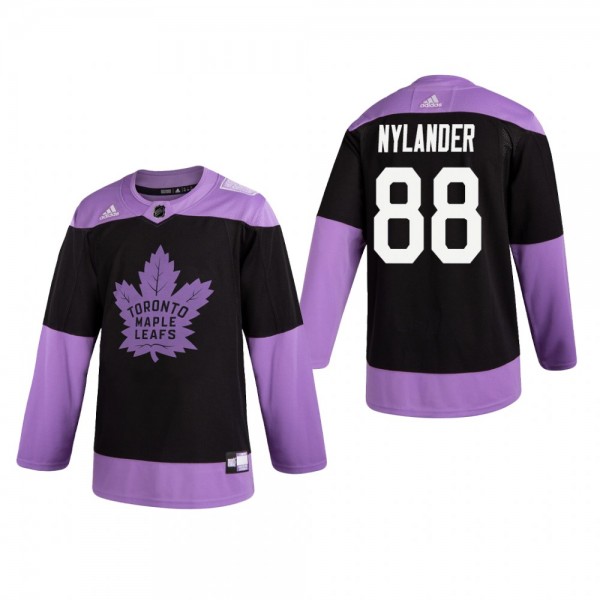 William Nylander #88 Toronto Maple Leafs 2019 Hockey Fights Cancer Black Practice Jersey