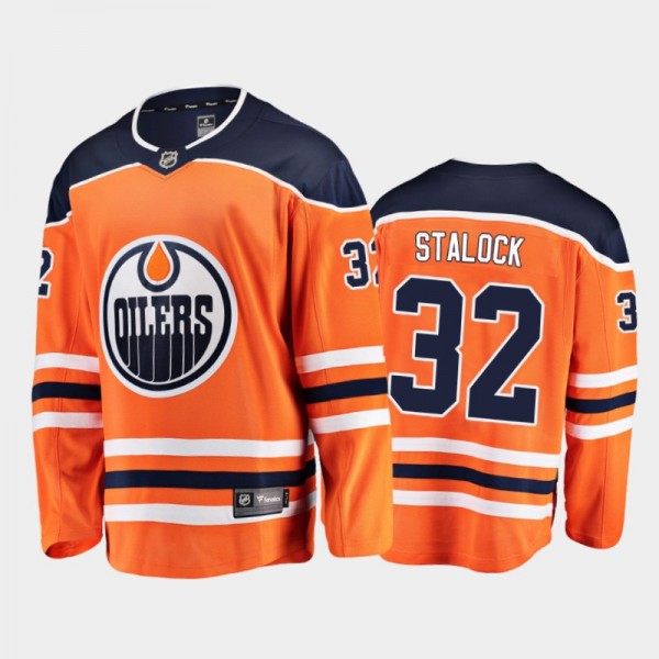 Edmonton Oilers #32 Alex Stalock Home Orange 2021 ...
