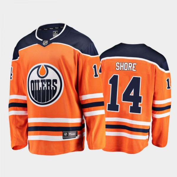 Men's Edmonton Oilers Devin Shore #14 Home Orange 2020-21 Breakaway Player Jersey