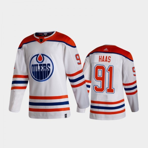 Men's Edmonton Oilers Gaetan Haas #91 Reverse Retr...