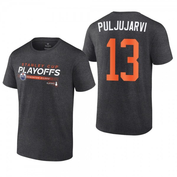 Jesse Puljujarvi 2022 Stanley Cup Playoffs Charcoal Oilers T-Shirt