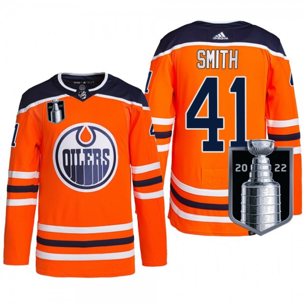 Mike Smith Edmonton Oilers Orange Jersey 2022 Stan...