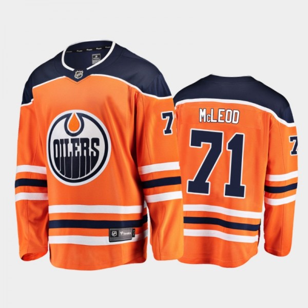 Men's Edmonton Oilers Ryan McLeod #71 Home Orange 2021 Jersey