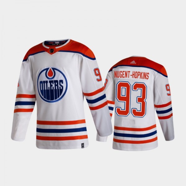 Men's Edmonton Oilers Ryan Nugent-Hopkins #93 Reverse Retro 2020-21 White Authentic Jersey