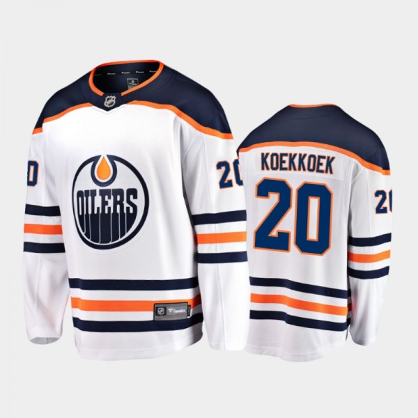 Men's Edmonton Oilers Slater Koekkoek #20 Away Whi...
