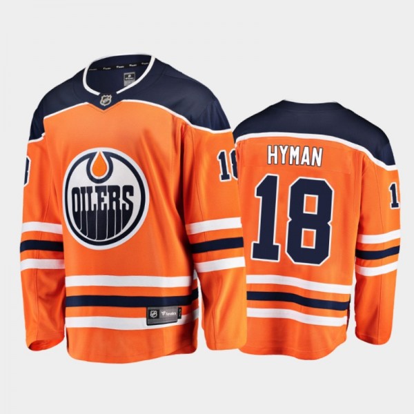 Edmonton Oilers #18 Zach Hyman Home Orange 2021 Pl...