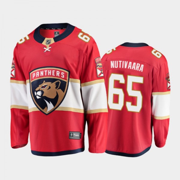Florida Panthers Markus Nutivaara #65 Home Red 2020-21 Breakaway Player Jersey