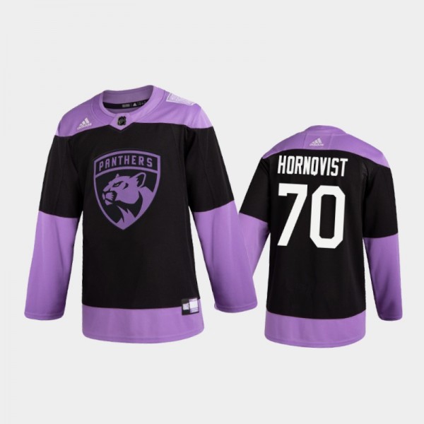 Men's Patric Hornqvist #70 Florida Panthers 2020 Hockey Fights Cancer Black Practice Jersey