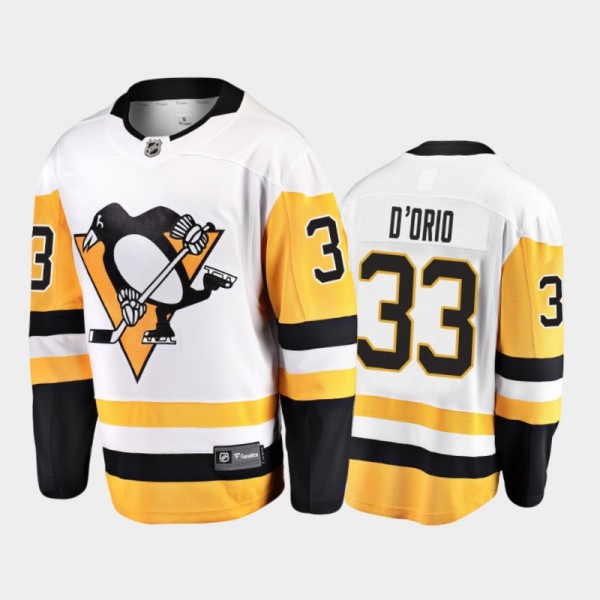 Men's Pittsburgh Penguins Alex D'Orio #33 Away Whi...
