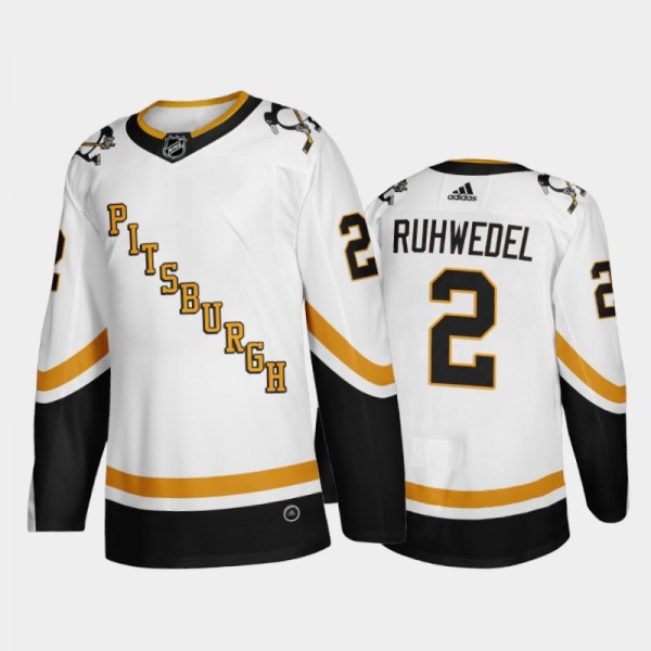 Pittsburgh Penguins Chad Ruhwedel #2 2021 Reverse Retro White Fourth Authentic Jersey