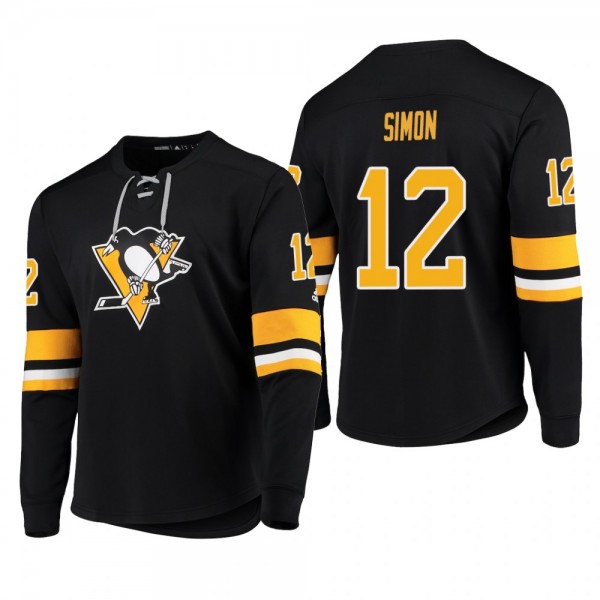 Penguins Dominik Simon #12 Adidas Platinum Long Sl...