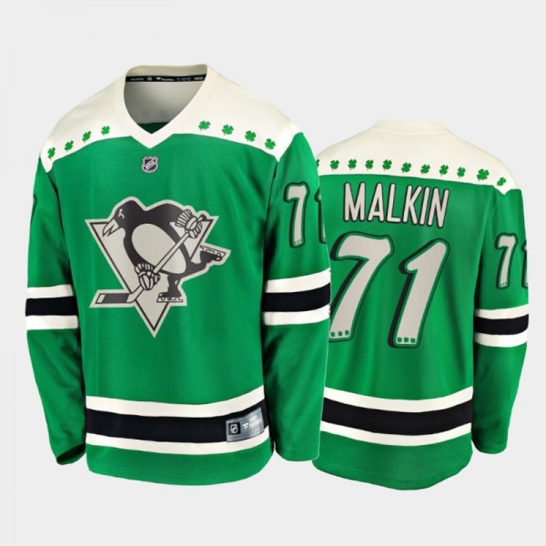 Men's Pittsburgh Penguins Evgeni Malkin #71 2021 St. Patrick's Day Green Jersey