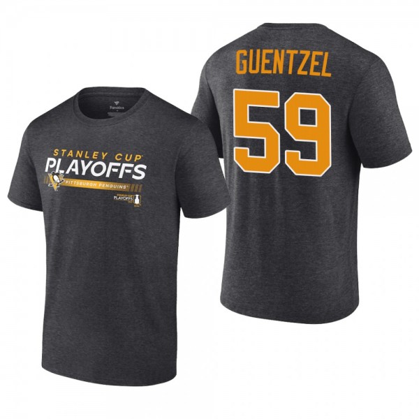 Jake Guentzel 2022 Stanley Cup Playoffs Charcoal Penguins T-Shirt