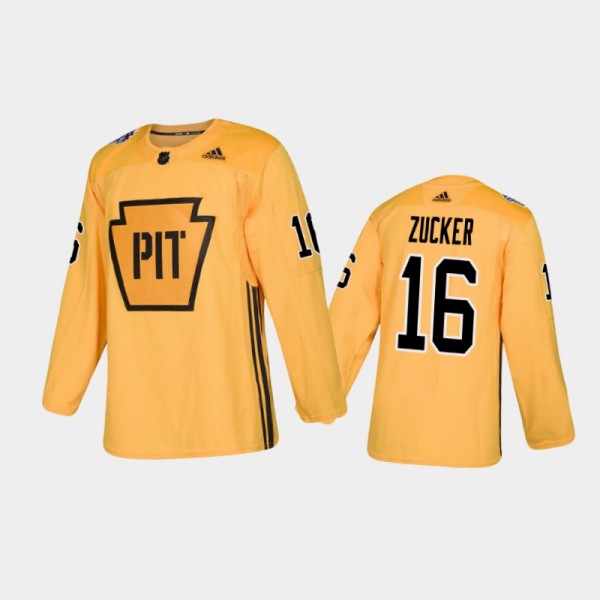 Men's Pittsburgh Penguins Jason Zucker #16 Practice Gold Authentic Jersey