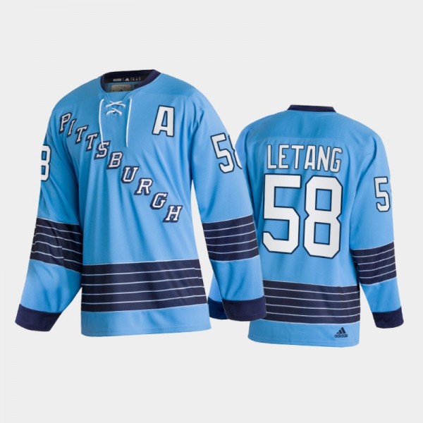 Penguins Kris Letang #58 Team Classics Blue Herita...