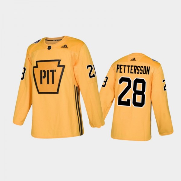 Men's Pittsburgh Penguins Marcus Pettersson #28 Practice Gold Authentic Jersey