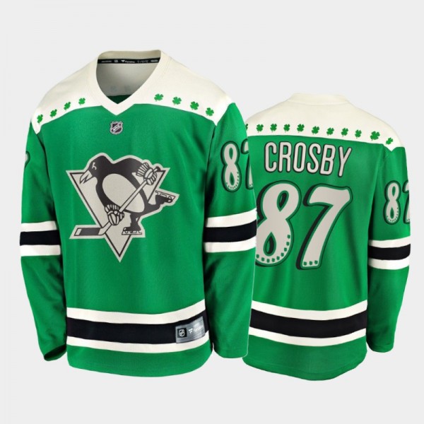 Men's Pittsburgh Penguins Sidney Crosby #87 2021 St. Patrick's Day Green Jersey