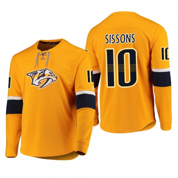 Predators Colton Sissons #10 Platinum Long Sleeve 2018-19 Cheap Jersey T-Shirt Yellow